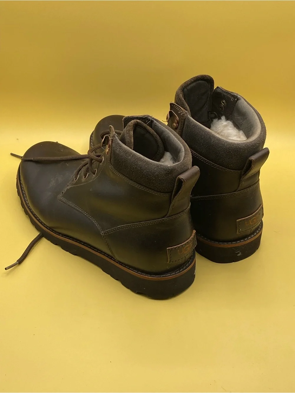 UGG Men's Dark Brown Leather Ankle Boots